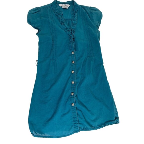Lots of Love by Speechless Small Blue Cotton Dress/Top Short Sleeve Turquoise - Picture 1 of 9
